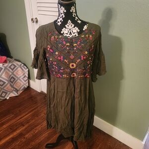 Boho Daizeolii Embroidered Bell Sleeve